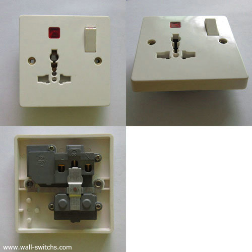 one gang 13A multi-function switched shutterred  socket with neon