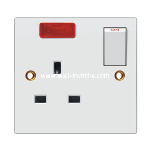 one gang 13 A switched plug  shutterred socket with neon