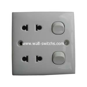 double 16A multifunction socket+2 gang switch