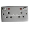 double 13A-3pin socket+switch with neon