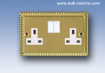 double 13A-3pin shuttered socket +switch