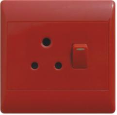 16A SWITCHED SOCKET with neon made in China PC cover household switch red face