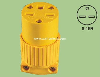 V61 south American 15A/125V yellow 3pin outlet copper condution made in wenzhou China export to Thailand