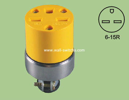 V65 south American 15A/125V yellow 3pin power outlet copper conduction export to Salvador