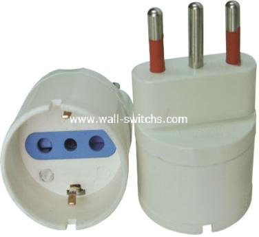 J420:Italy/Chile adapter/Conversion socket(German "Schuko" plug grounded socket) 3 feet made in China 16A plug+10A socket