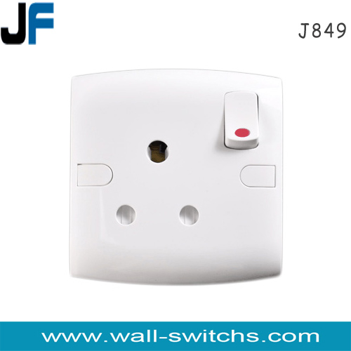 J849 1 gang 15A switched socket with neon British standard PC,ABS 10A278V Jordan chinese exporter wall switches and sockets