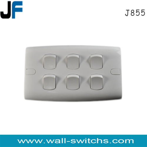 J855 6 gang 1 way switch