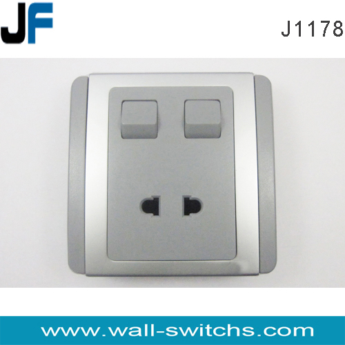 J1178 2gang switch+socket Hong Kong PC electrical wall switch socket