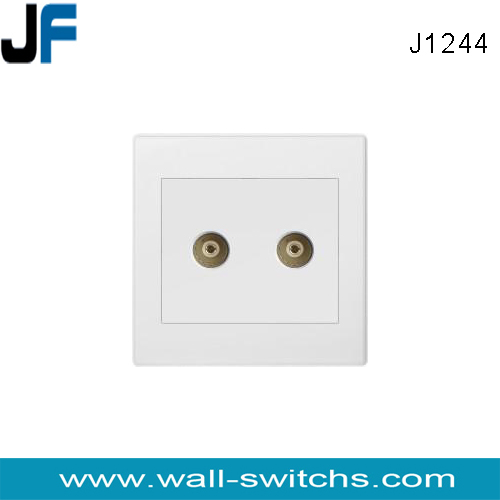 J1244 white colour PC double tv sockets